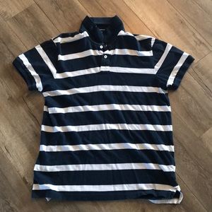 Navy Blue and White Stripped Polo